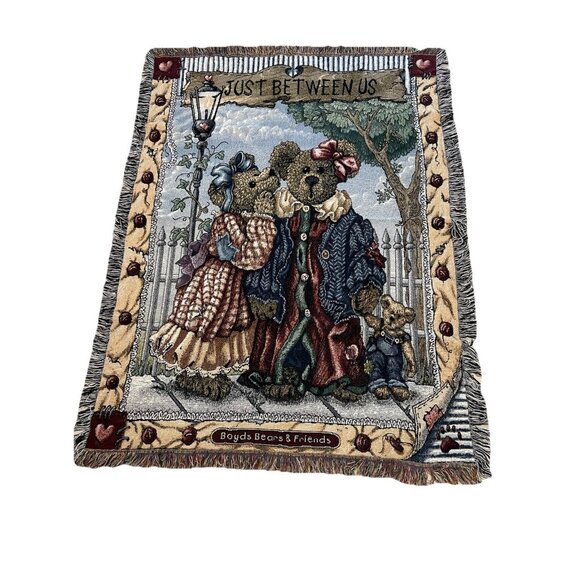 Boyd’s Bears Just Between Us Tapestry Throw Blanket Sz 48”x 66” - Picture 1 of 8